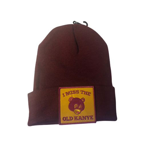 "Old Kanye" Beanie Hat - Burgundy