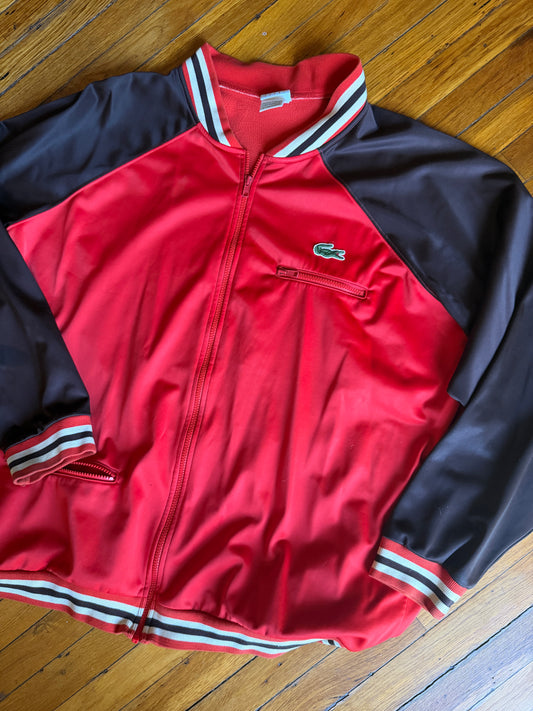 Vintage Lacoste Orange and Brown Track Jacket XXL