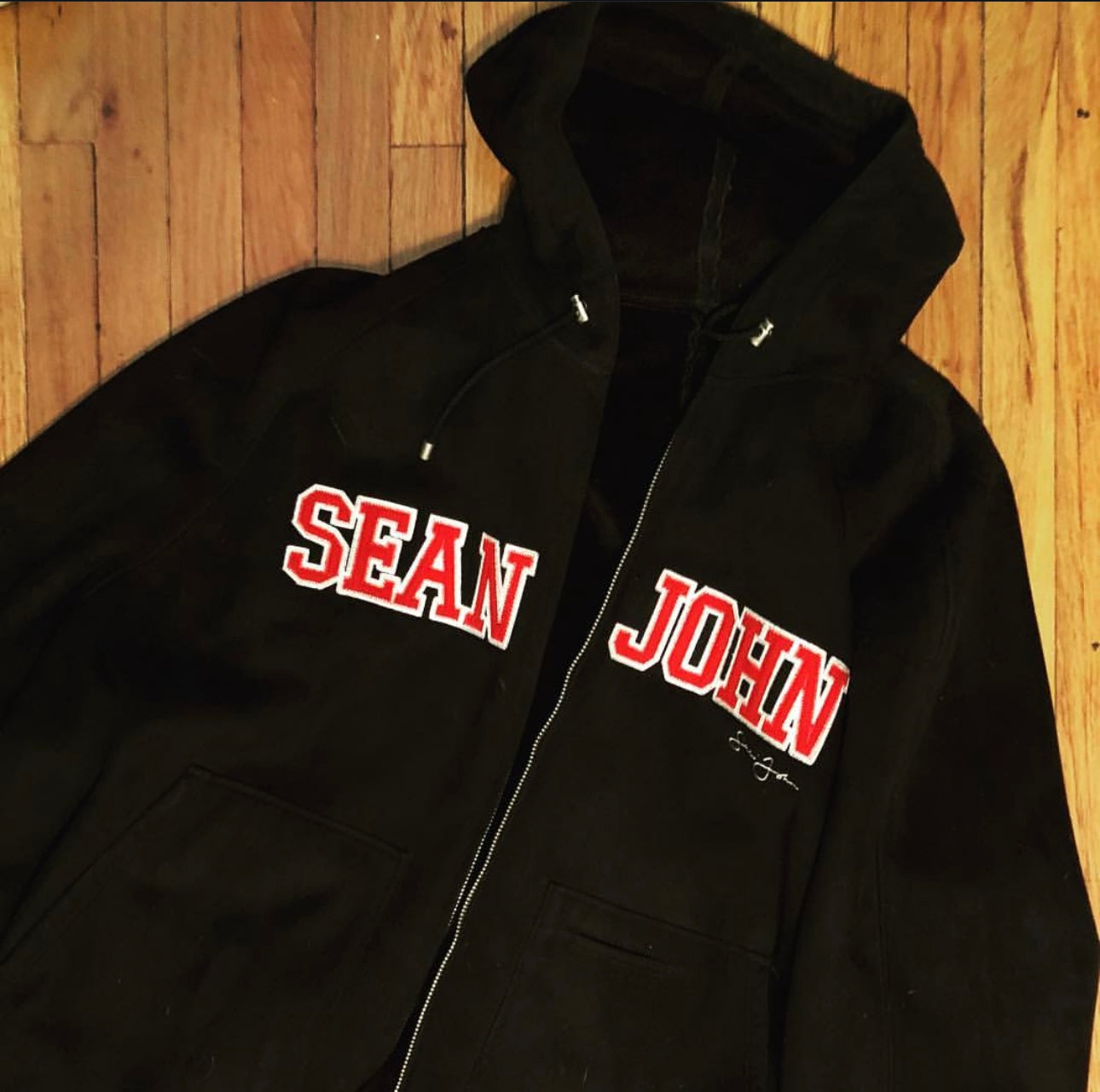 Rare Sean John Suede Zip-Up Hoodie – Black XXL